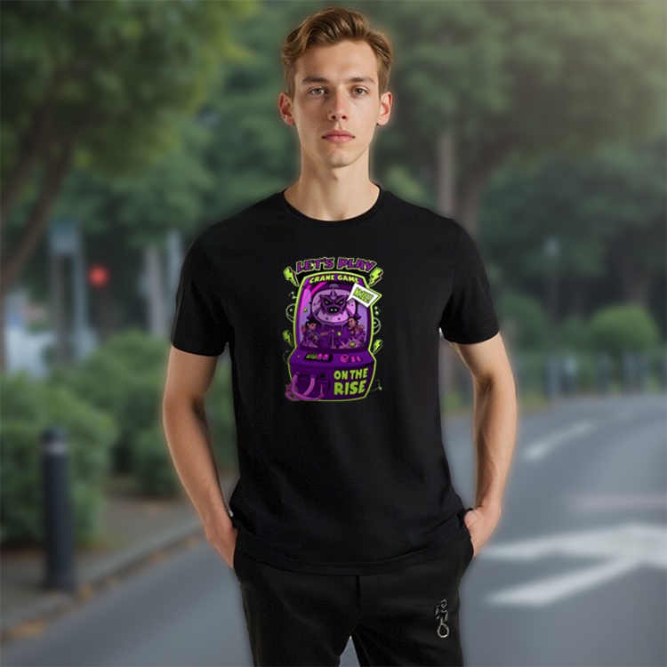 【Best Price】 crop kaos wanita Crane Game Purple Monster Print T shirt Baju Couple Matching