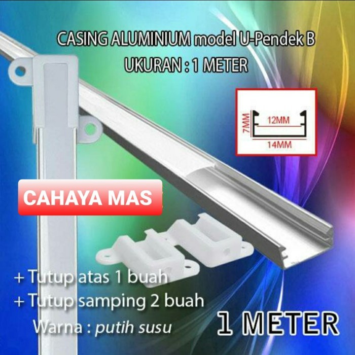 HOUSING LED STRIP ALUMUNIUM WITH DOFF COVER KAP LED STRIP 1 METER