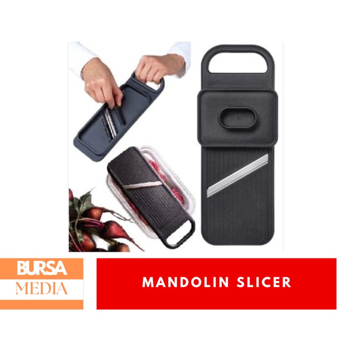 Parutan Mandolin Vegetable Slicer Alat Parutan Tipis Hitam Hand Held Mandolin Slicer