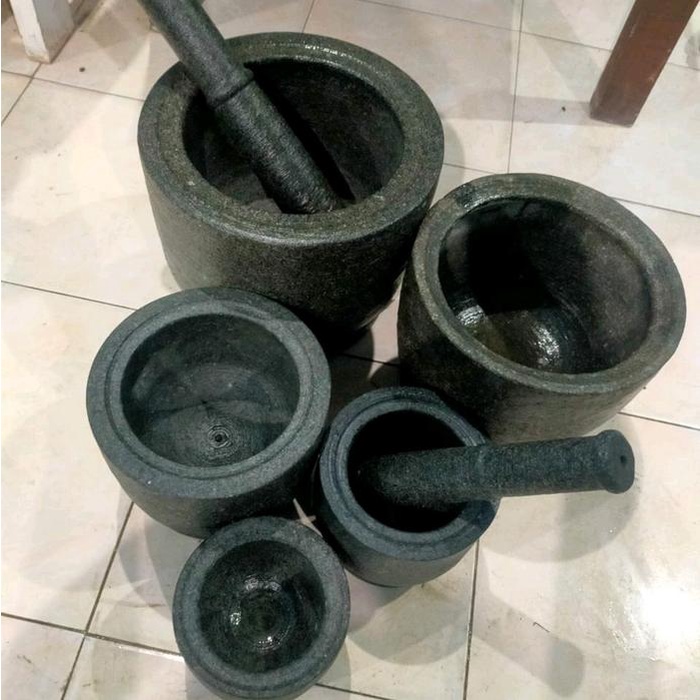 terbaru  lumpang batu asli jumbo 24 cm free alu / penumbuk ready