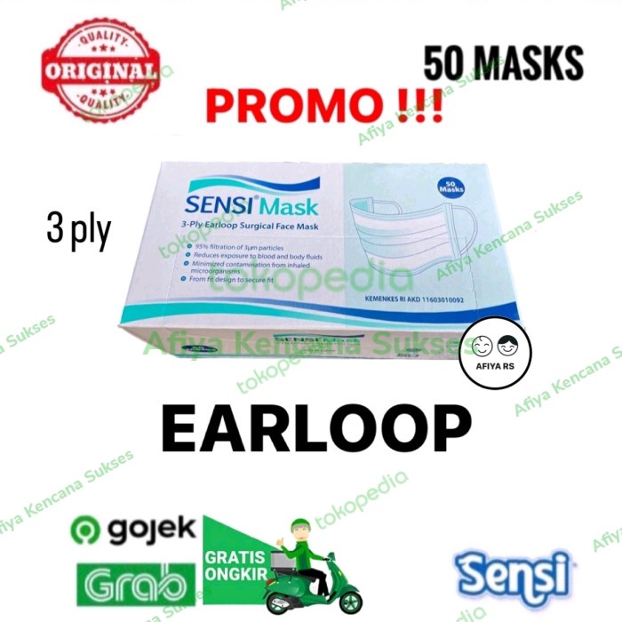 Ready Masker Sensi Earloop Isi 50 Pcs Original