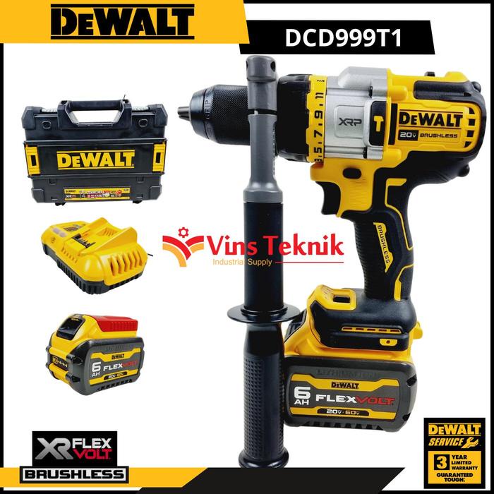 Mesin Bor Baterai Cordless Impact Drill Dcd999 Dewalt Dcd999T1
