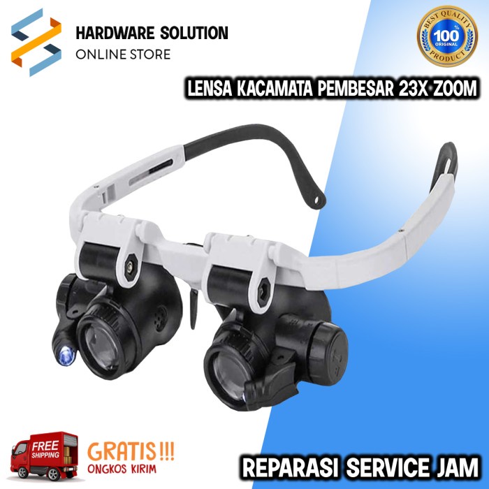 

Lensa Kacamata Pembesar 23x Zoom Magnifier 2 LED Reparasi Service Jam
