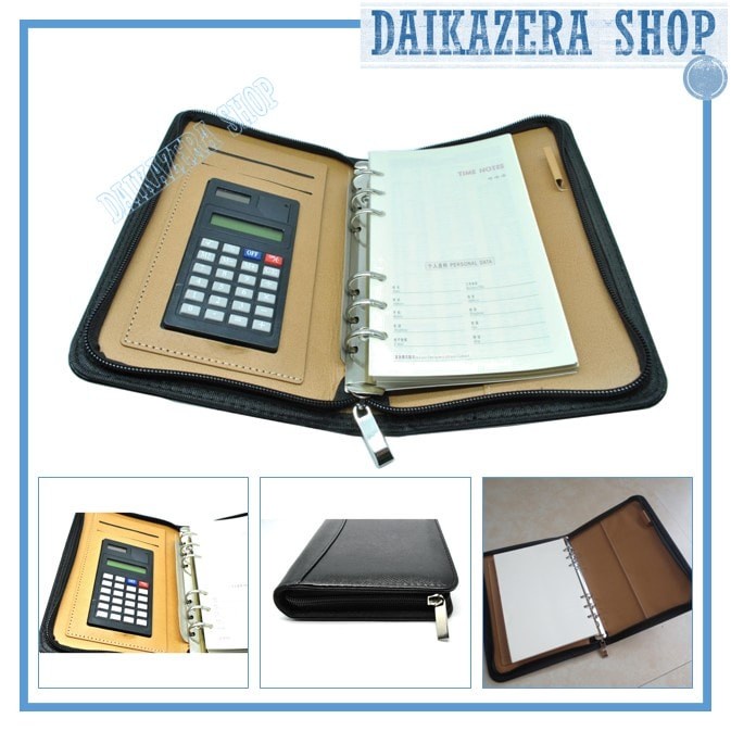 

Buku Catatan Binder Note Cover Kulit + Kalkulator