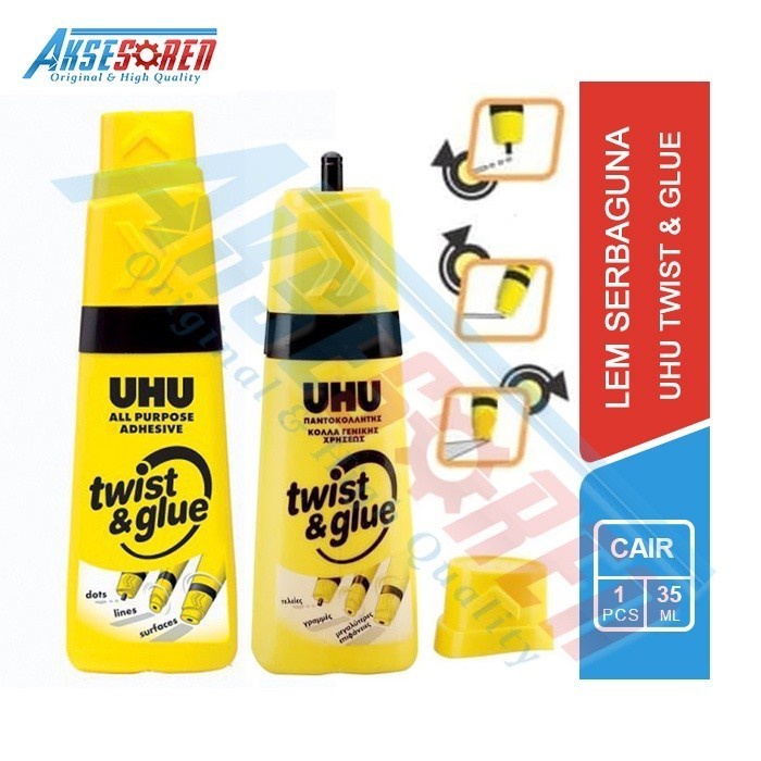 

Lem Uhu Twist & Glue [35 ML/1 Botol] / Lem Cair Serbaguna Glue Kecil