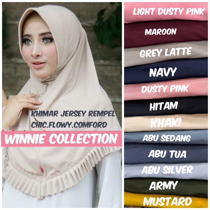 Bergo Jersey Premium Pet Antam Rempel Kerut Bawah