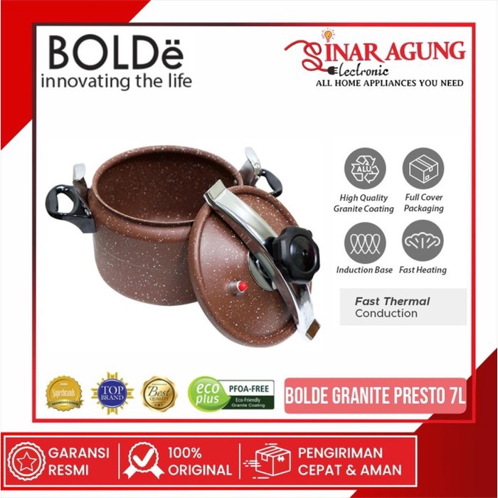 BOLDe Presto COOKER 7L Granite SERIES [GARANSI RESMI] BROWN