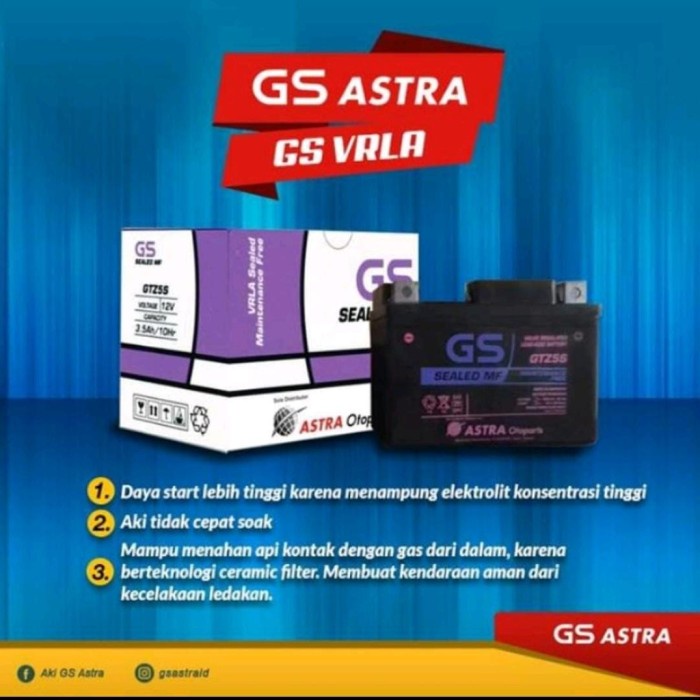 Aki motor kering GROSIR GS ASTRA GTZ5S 3,5 Amper 12volt DiskonJual MurahHarga DiskonObral