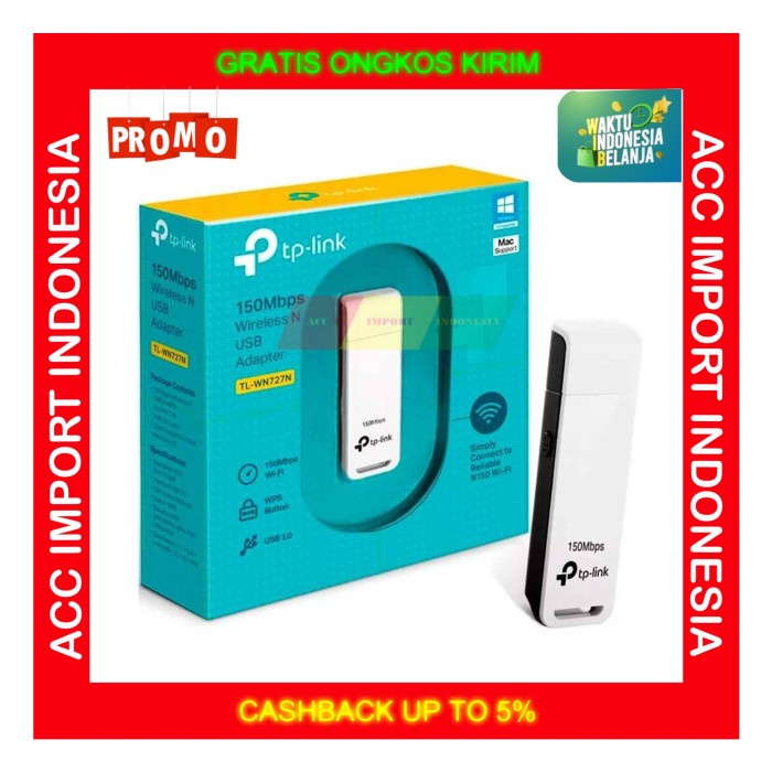 Penguat Sinyal Wifi TP LINK WN727N 150MBPS USB Receiver For PC Laptop