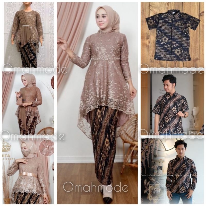 COUPLE KEBAYA MODERN/SETELAN KEBAYA PESTA KELUARGA/COUPLE KEBAYA KEMEJA BATIK/KEBAYA ANAK/KEBAYA
