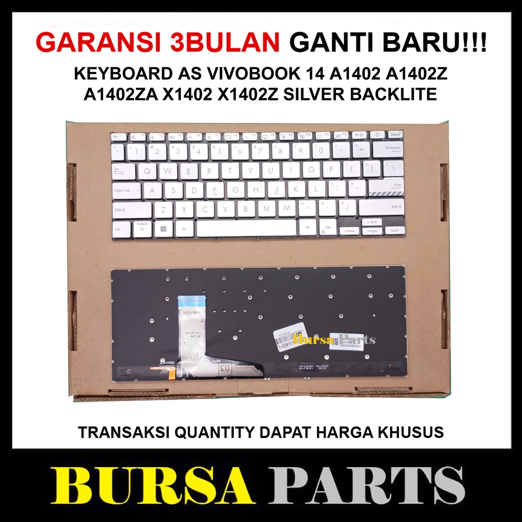 Keyboard Asus Vivobook 14 a1402 a1402z a1402za x1402 x1402z Silver Backlite