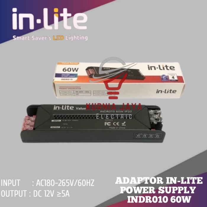 INLITE TRAFO 60W ADAPTOR POWER SUPPLY LED STRIP INDR010 12V