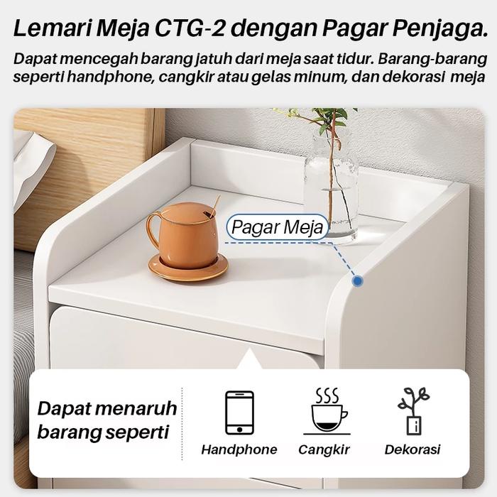 TERBARU DBEST GRUP - MEJA MINIMALIS SISI RANJANG KABINET KAYU AESTHETIC LEMARI PENYIMPANAN KECIL