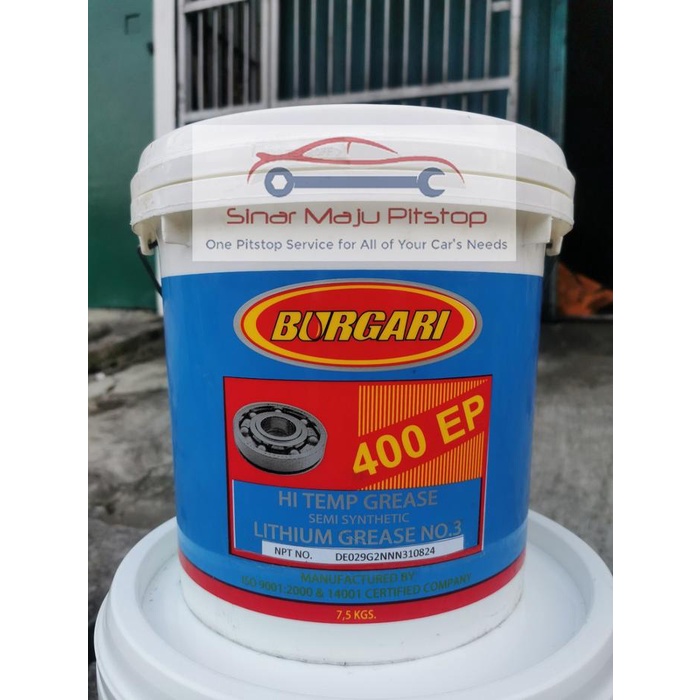 terbaru  burgari hi temp synthetic 400 ep 7.5kg warna biru/blue original - grease gemuk pelumas