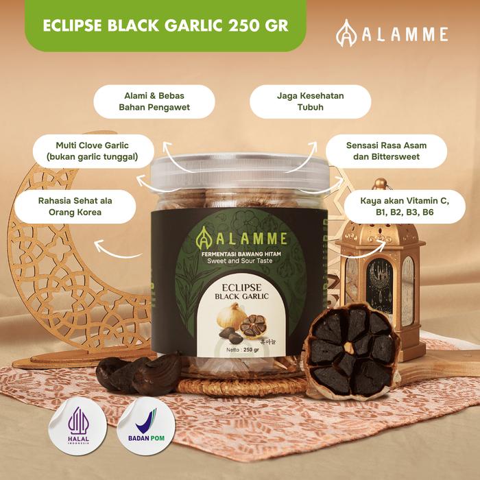 

Bawang Hitam Eclipse (Multicloves) Black Garlic Alamme Quality 250Gr Black Garlic Rempah Bebas Gula