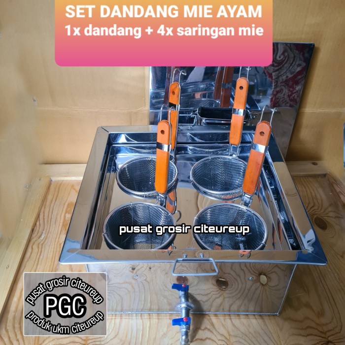 

Dandang mie ayam kotak 4 lubang set saringan