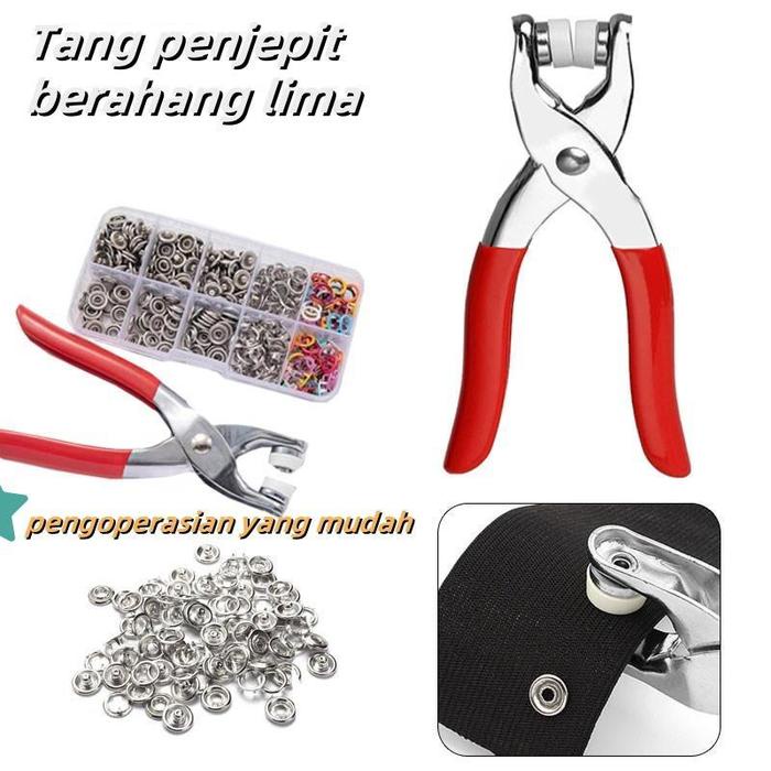 

Kancing Jepret/Tang Stainless Akaian Kancing Pakaian Set Tang Pengikat Tang Penjepit Kancing Snap