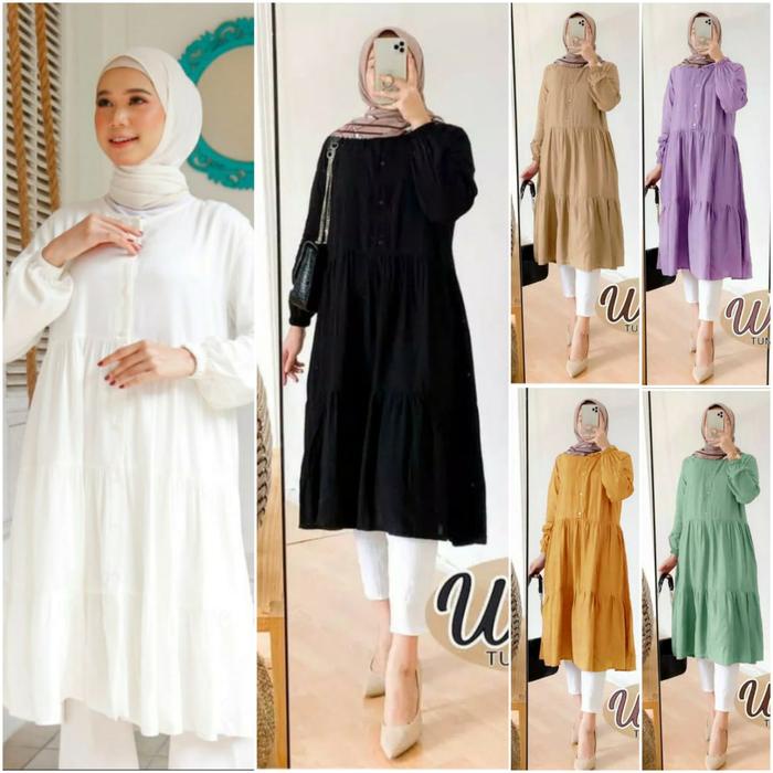 DISKON Midi tunik wiza jumbo pakaian wanita midi dress