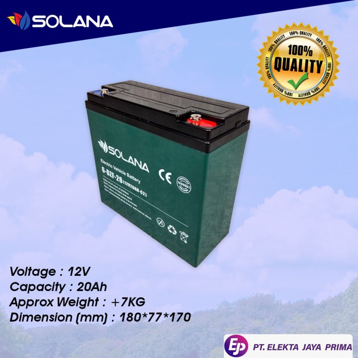 EJP SOLANA BATERAI AKI SEPEDA LISTRIK 12V 20AH E-BIKE 12 VOLT 20AH
