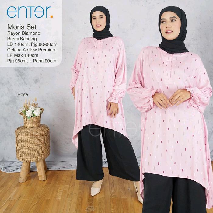 PRODUK TERBATAS SETELAN CELANA JUMBO MORIS SET LD 140 4XL XXXXL BAHAN RAYON DIAMOND MIX CRINCLE ORI