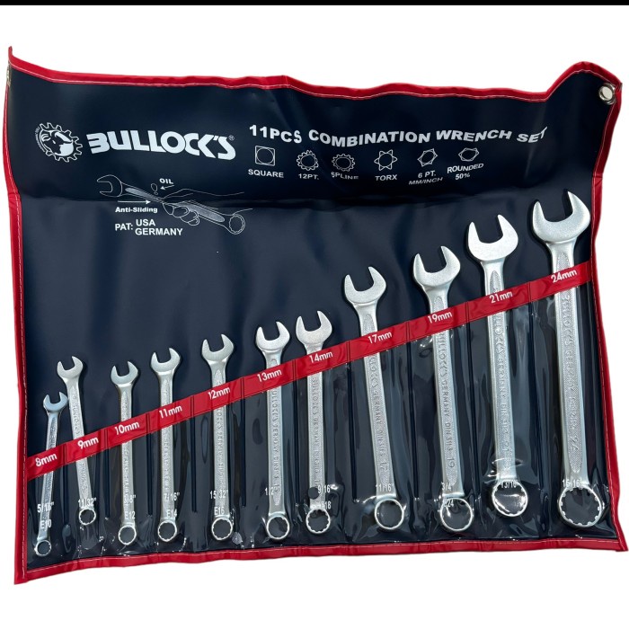 Kunci Ring Pas Bullocks 11 pcs/Bullocks 11 pcs Combination Wrench Set