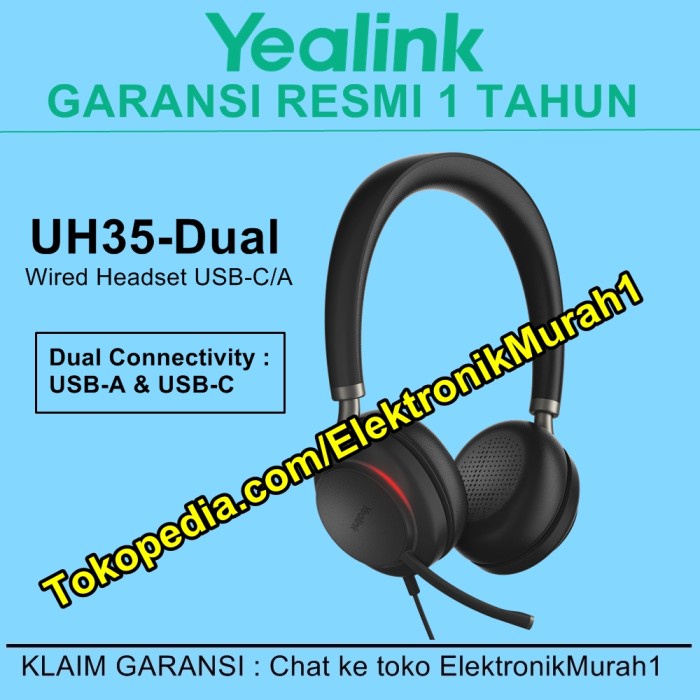 Headset Call Center Yealink UH35 Dual - Wired Headset USB-C/A