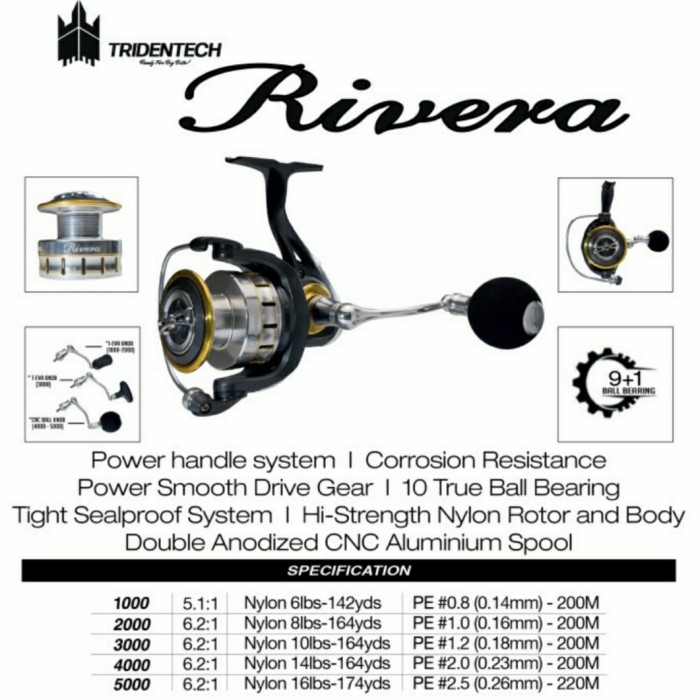REEL TRIDENTECH RIVERA - 1000 2000 3000 4000 5000 - POWER HANDLE