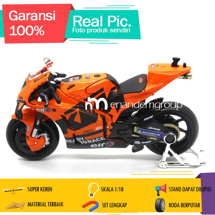 ready stok maisto die cast miniatur motor moto gp ktm rc16 factory racing 2021 - no 9 original