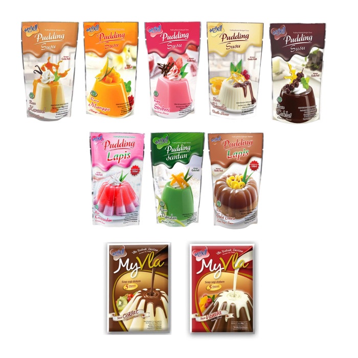 

Ready Stok" Puding Susu / My Vla Nutrijell Pudding Lapis Bubuk Vanilla Coklat