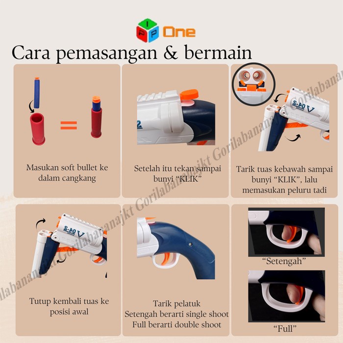 ready stok mainan anak shotgun blast soft bullet v04-2 tembak tembakan shotgun original