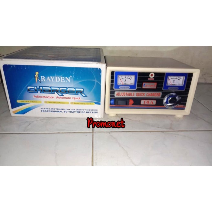 RAYDEN Charger Aki 10 Ampere OTOMATIS, cas aki otomatis 6-12v/ 10A