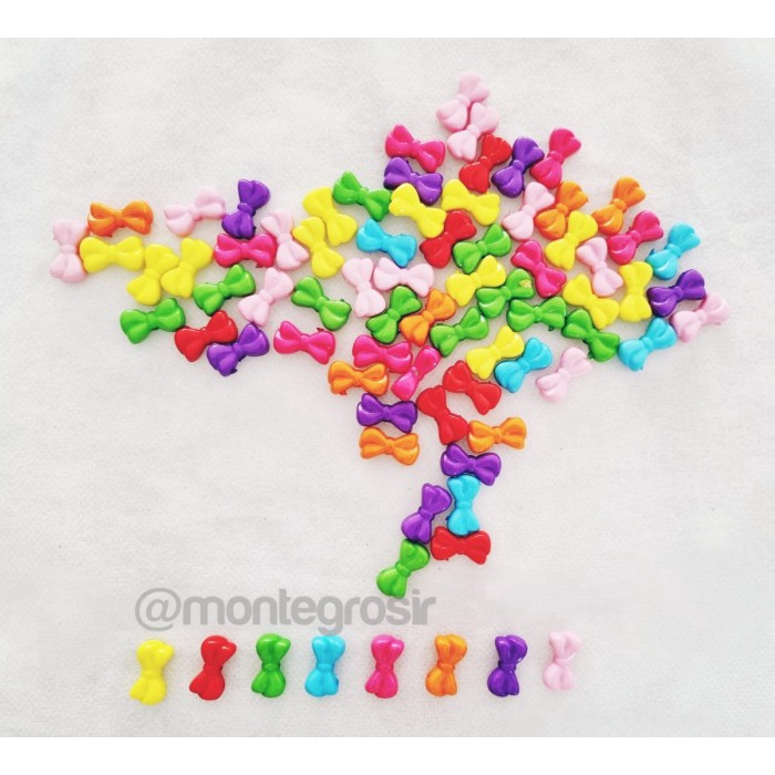 

langsung order saja] 12 PCS Mote Pita Pelangi Rainbow Ribbon Beads Campur DIY Perhiasan MIX