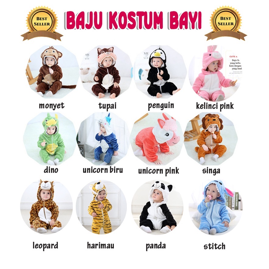 Baju Bayi Baju Anak Karakter Hewan Baju Kostum Bayi Baju Bahan Flannel
