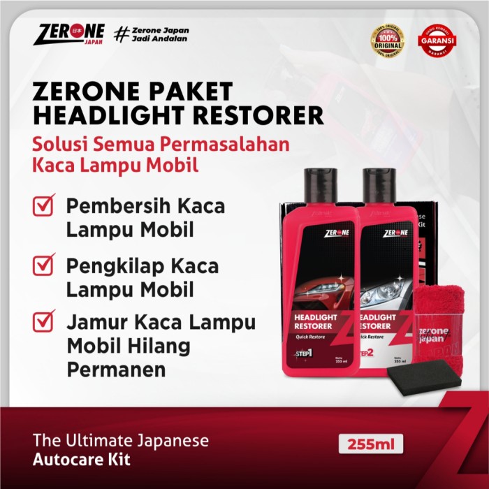 Zerone x GD Headlight Restore Pengkilap Lampu Pembersih Mika Mobil