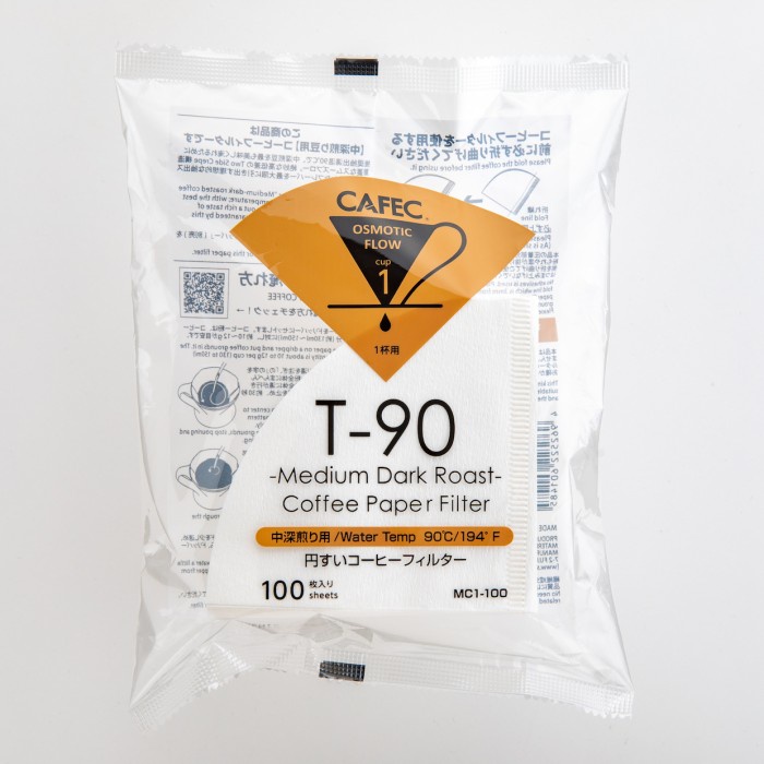 Cafec V60-01 Medium roast level coffee filter T-90 100P Putih