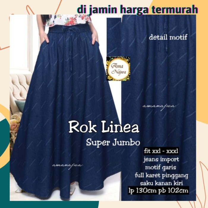 TERBAIK Rok Panjang Jins Jumbo Rok Jeans Denim Pakaian Fashion Wanita Outfit