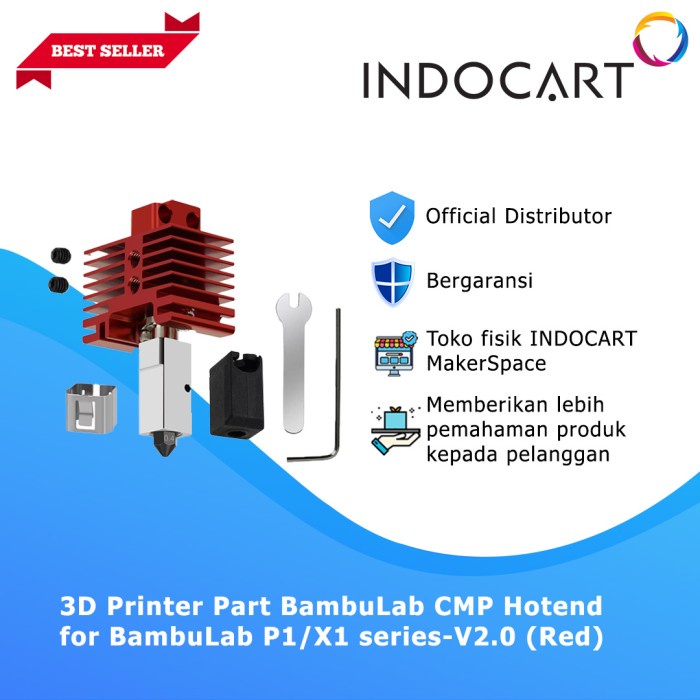 3D Printer Parts BambuLab Compatible Hotend for BambuLab P1/X1 Series-V2.0 (Red)