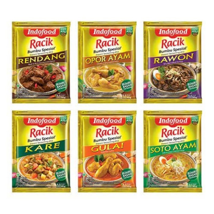 

GRATIS ONGKIR Indofood Bumbu Racik Spesial Soto Ayam, Rendang, Kare, Rawon, Opor Ayam & Gulai 45 Gr