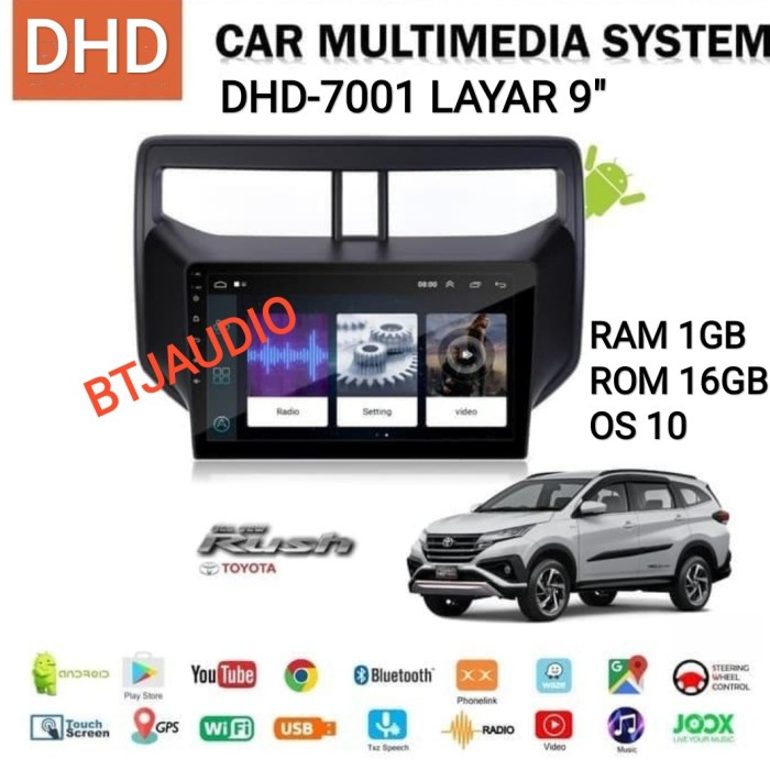HEAD UNIT TAPE MOBIL ANDROID OEM TOYOTA RUSH/TERIOS 2018-NOW LAYAR 9"