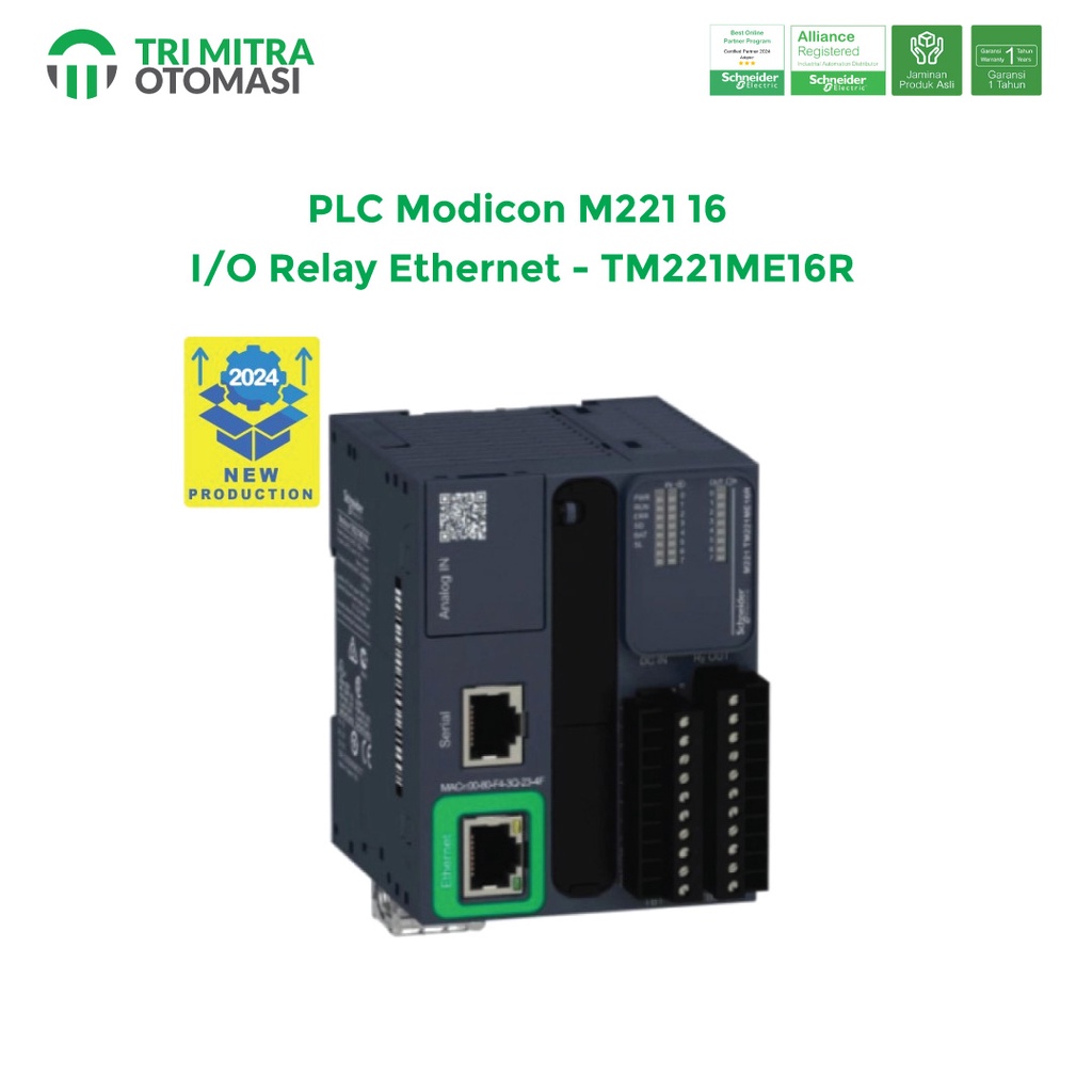 Schneider PLC Modicon M221 16 I/O Relay Ethernet - TM221ME16R