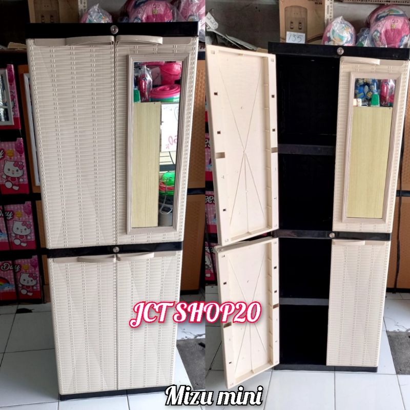 Diskont Promo Murah Lemari Plastik Kaca Mini Rotan Diva Mizu Kaca Aquose Susun 4
