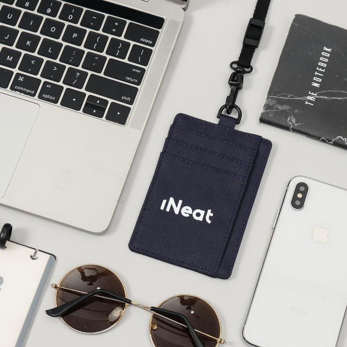 

iNeat Card Holder Lanyard ID Card Nametag Wallet Navy - Dompet Kartu Polos Biru Dongker