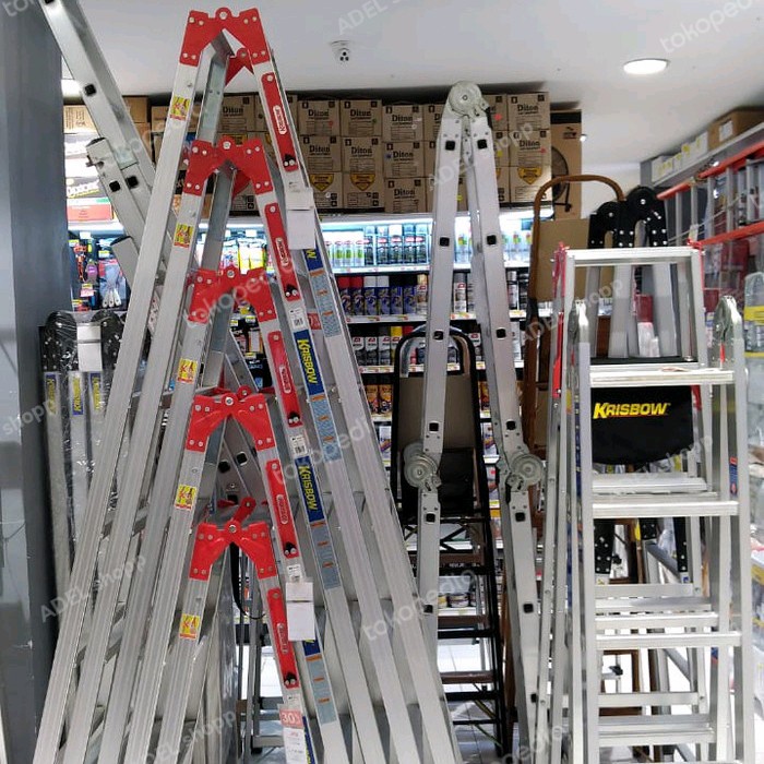 Grosir Krisbow 2.4M Tangga Lipat Multi Aluminium 4 Step