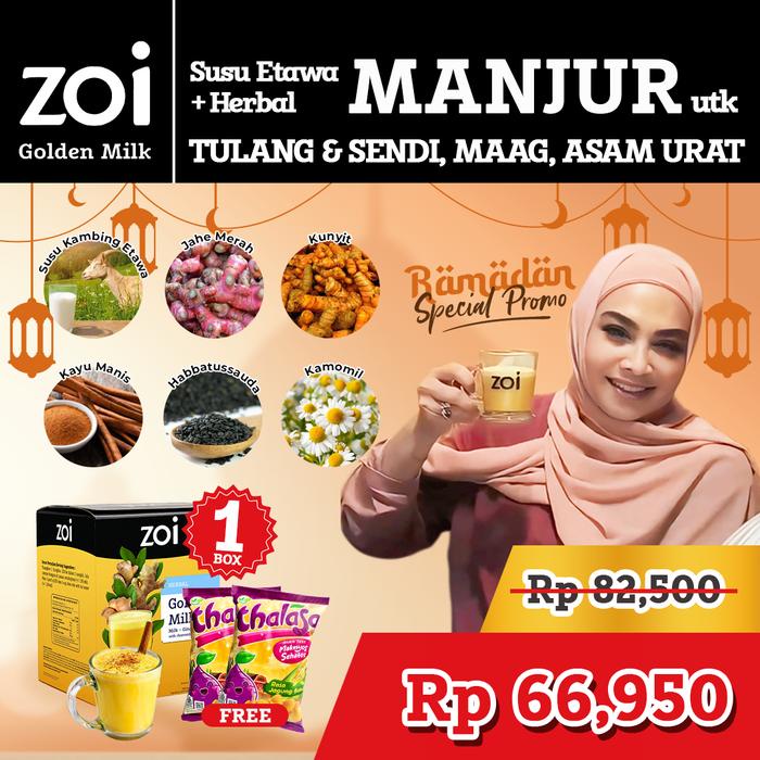 

Paket 1 Box Zoi FREE 2 Thalasa Mama Rieta x Zoi Golden Milk Susu Herbal Susu Sehat Susu Kambing