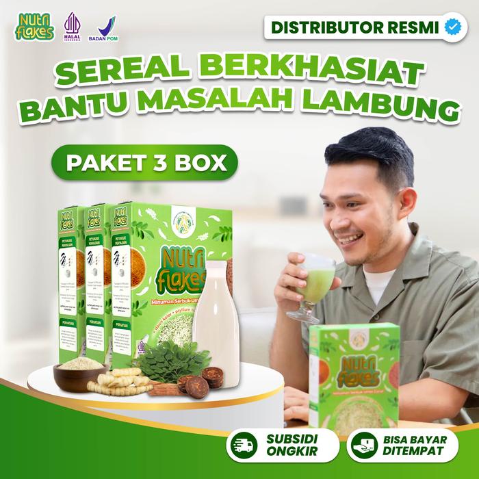 

3 Box Nutriflakes Original Sereal Umbi Garut Asam Lambung - Ampuh Mengatasi Asam Lambung Gerd, Maag
