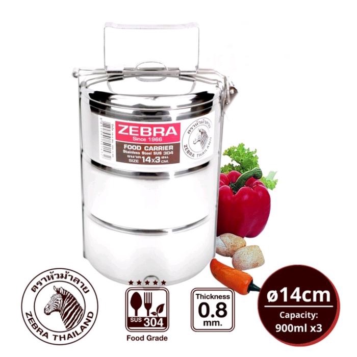 Rantang Zebra 3 Susun 14 Cm 150143 Stainless Steel Sus 304