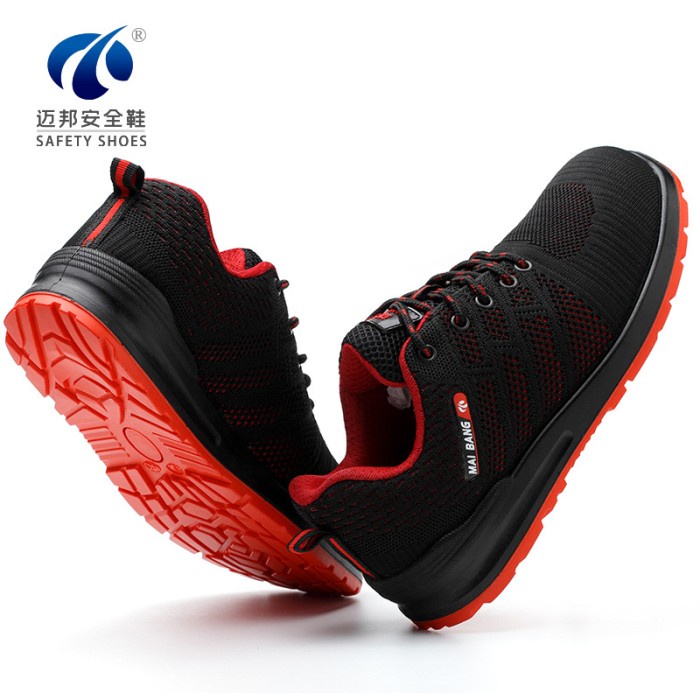 Umaila Sepatu Safety ujung besi baja Sneakers sport Ringan c