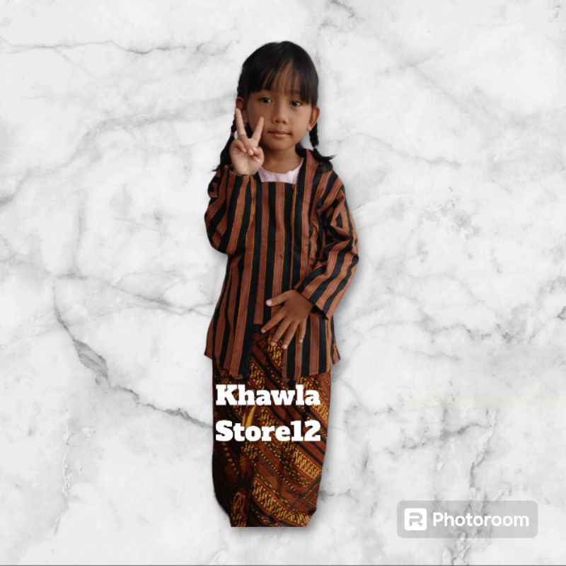 Discount Setelan Kebaya Lurik Anak Perempuan/Pakaian Adat Jawa Anak