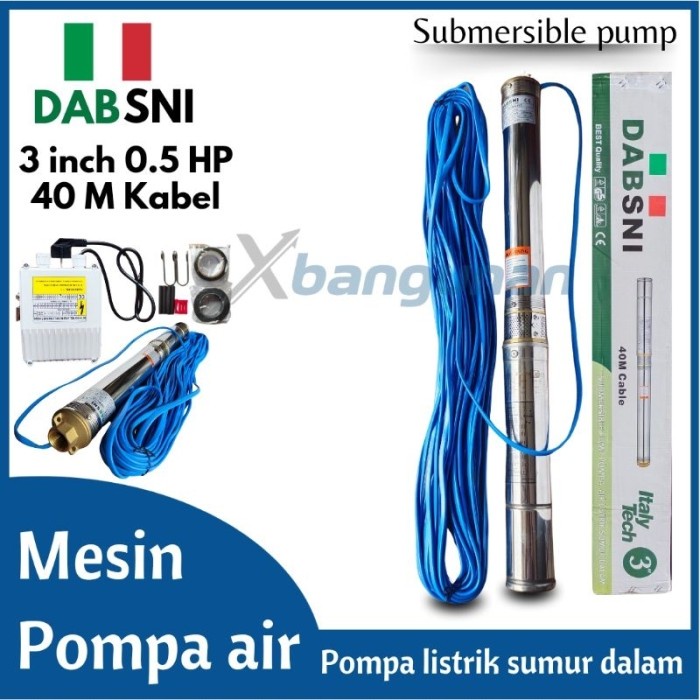 Pompa Air Listrik Sumur Dalam Submersible Dab Sni Dengan Kabel 40 Meter