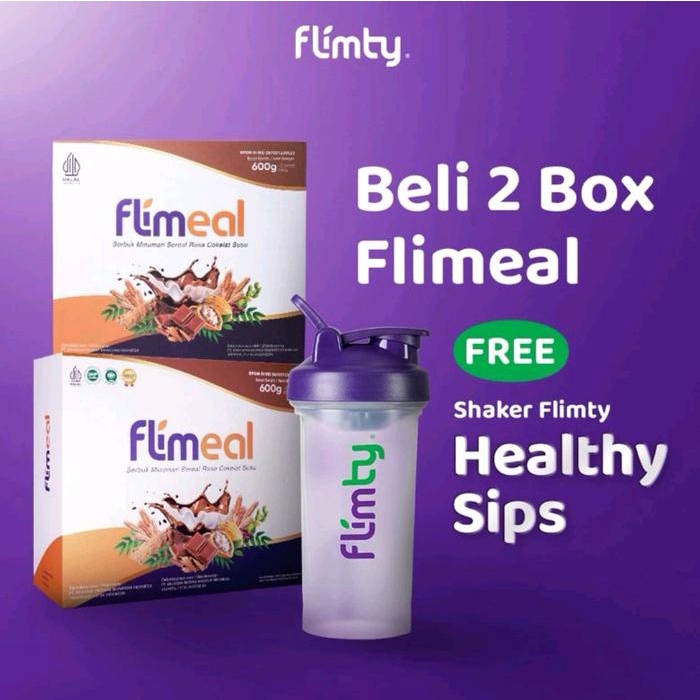 

FLIMEAL MEAL REPLACEMENT BY FLIMTY, BELI 2 BOX BONUS SHAKER 1